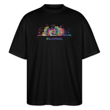 Columbusite Skyline Columbus - T-shirt bio Blaster 2.0 coupe oversize Stanley/Stella Unisexe - noir - Devant - Alina (178cm) & Michal (187cm)