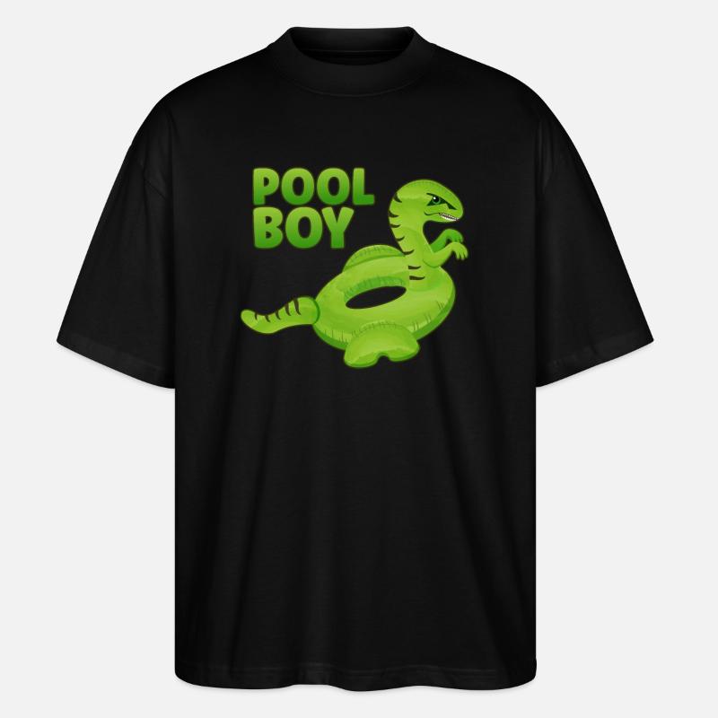 Pool Boy Dinosaurier Floatie Schwimmbad - Stanley/Stella Oversized Unisex Bio T-Shirt Blaster 2.0 - Schwarz