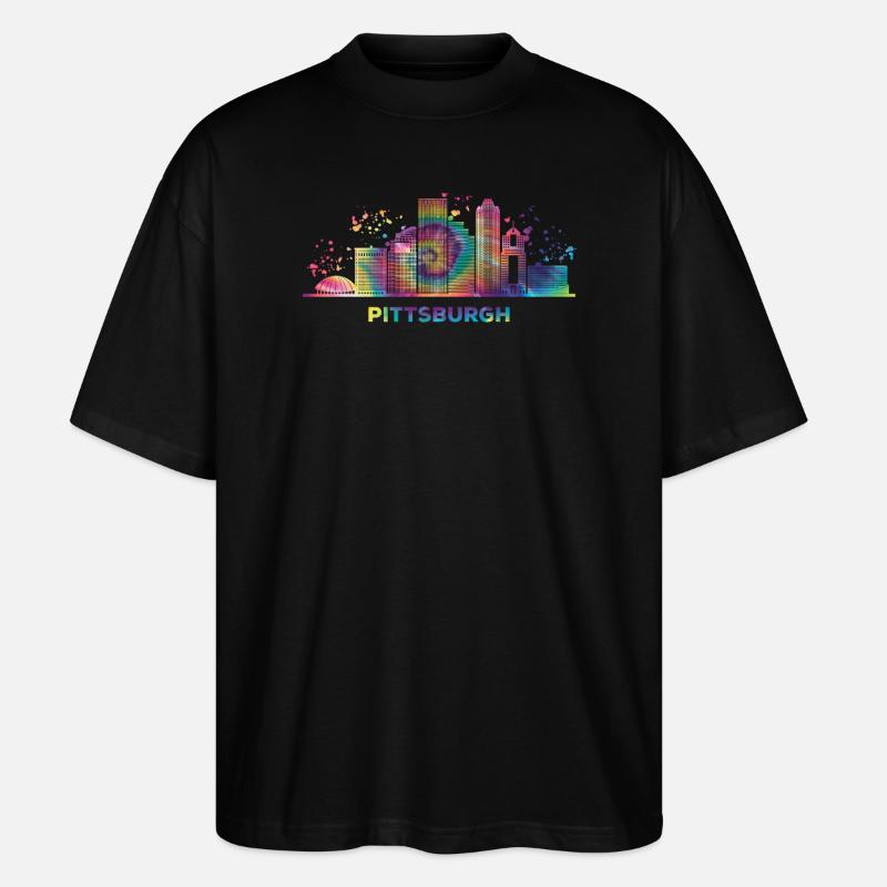 Pittsburgher Skyline Pittsburgh - Stanley/Stella Oversized Unisex Bio T-Shirt Blaster 2.0 - Schwarz