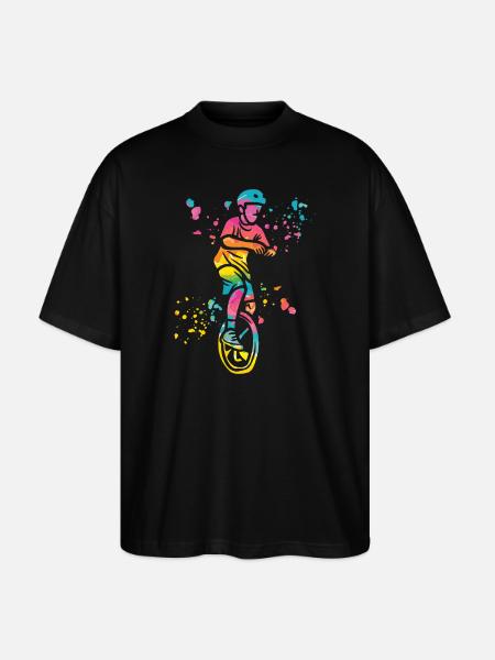 Einradfahrer Einradfahren Einrad - Stanley/Stella Oversized Unisex Bio T-Shirt Blaster 2.0 - Schwarz