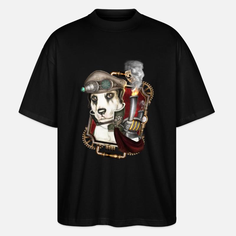 Steampunk Hund # 1 - Stanley/Stella Oversized Unisex Bio T-Shirt Blaster 2.0 - Schwarz