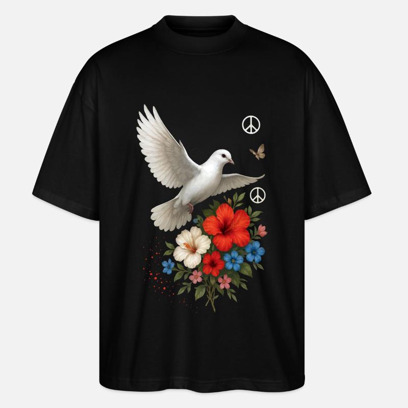Weiße Taube - Stanley/Stella Oversized Unisex Bio T-Shirt Blaster 2.0 - Schwarz
