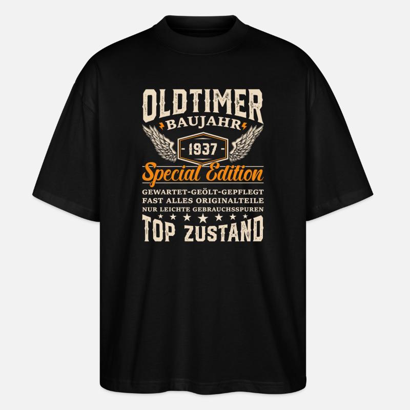 1937 Oldtimer Geschenk - Stanley/Stella Oversized Unisex Bio T-Shirt Blaster 2.0 - Schwarz