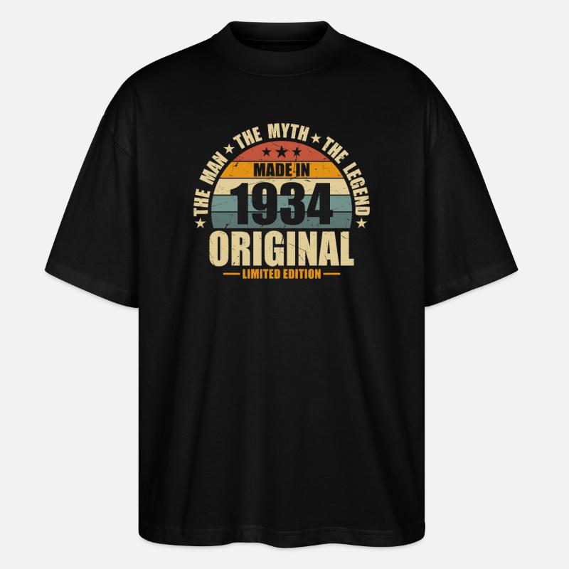 Légendes 89/90 - Millésime 1934 - T-shirt bio Blaster 2.0 coupe oversize Stanley/Stella Unisexe - noir