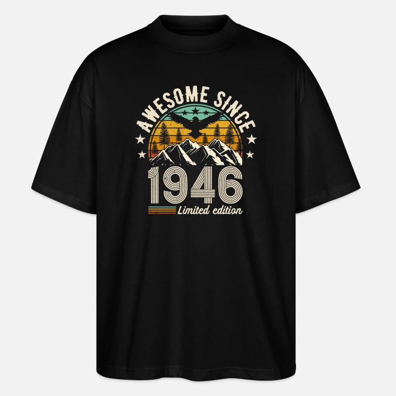 Millésime 1946 Anniversaire - T-shirt bio Blaster 2.0 coupe oversize Stanley/Stella Unisexe - noir