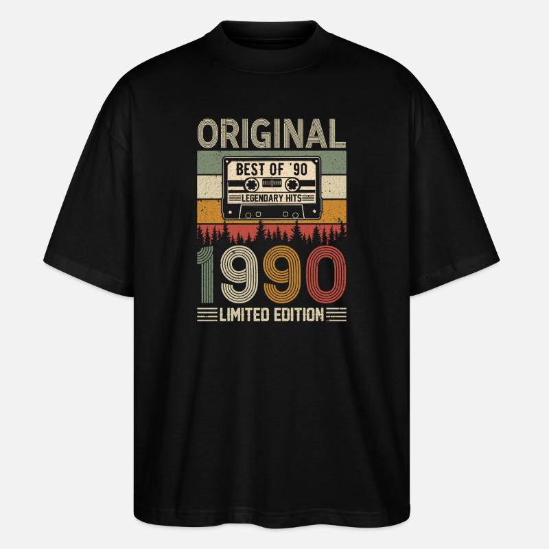 1990 Jubiläumsstern 34 - Stanley/Stella Oversized Unisex Bio T-Shirt Blaster 2.0 - Schwarz