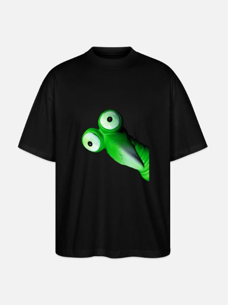 Funny green bird with big eyes - Stanley/Stella Oversized Unisex Organic T-shirt Blaster 2.0 - black