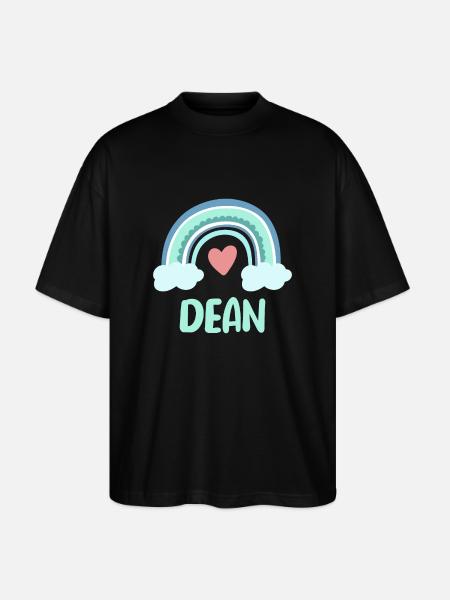 Dean Name Rainbow Baby - Stanley/Stella Oversized Unisex Organic T-shirt Blaster 2.0 - black