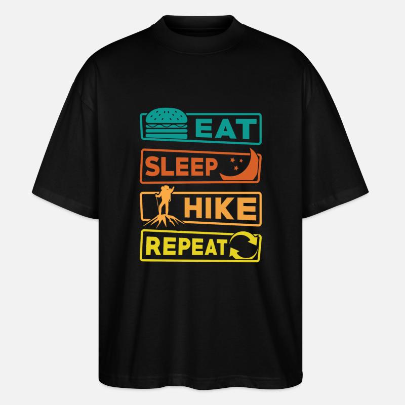 Eating, sleeping, hiking, repeating - Stanley/Stella Oversized Unisex Organic T-shirt Blaster 2.0 - black