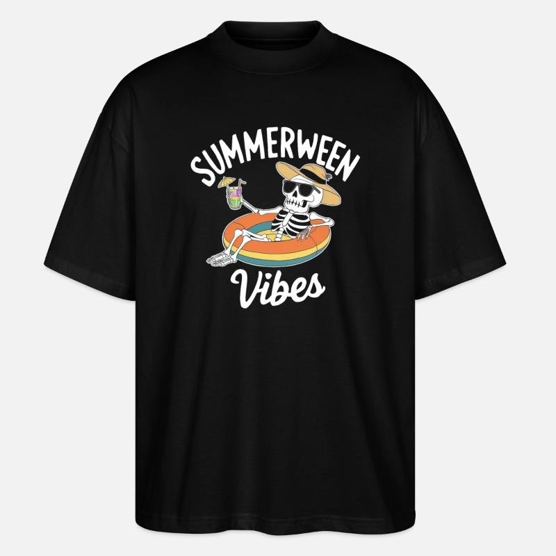 Summerween Vibes Skelett - Stanley/Stella Oversized Unisex Bio T-Shirt Blaster 2.0 - Schwarz