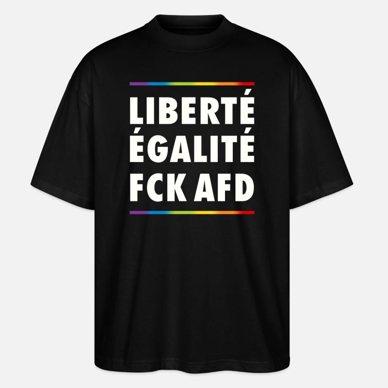 Antifaschistisches Statement Protest FCK AfD - Stanley/Stella Oversized Unisex Bio T-Shirt Blaster 2.0 - Schwarz