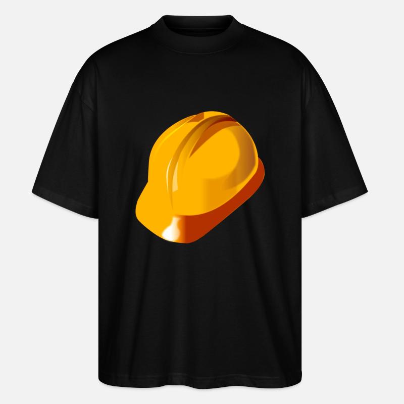 Bauarbeiterhelm Helm Bau Geschenk - Stanley/Stella Oversized Unisex Bio T-Shirt Blaster 2.0 - Schwarz