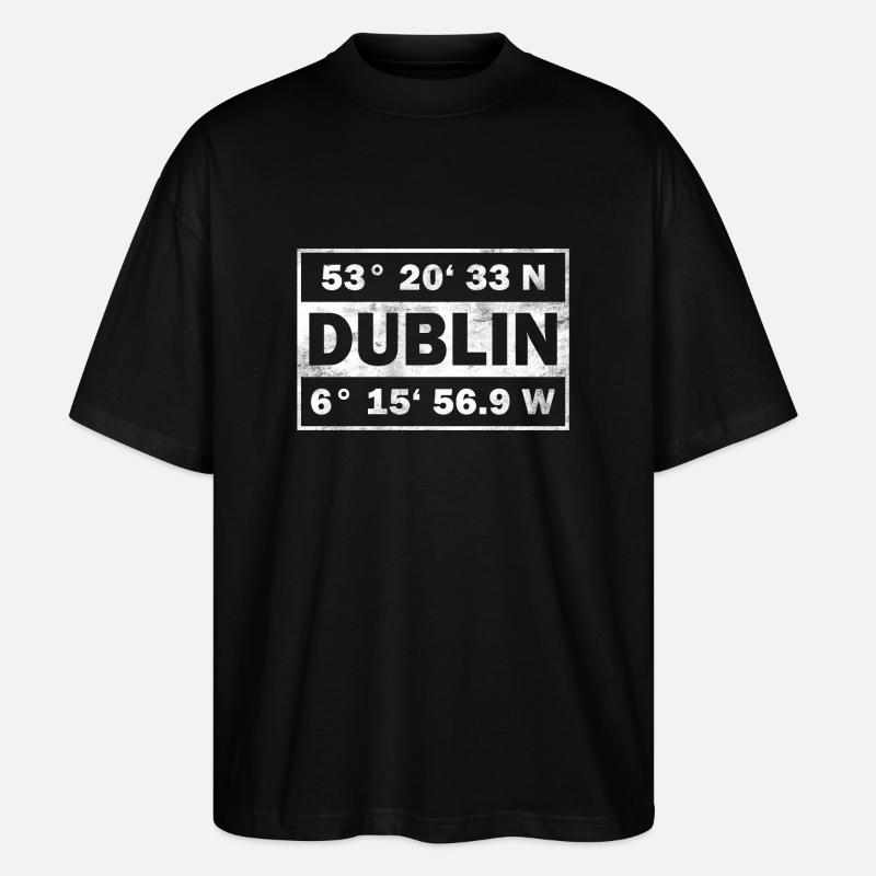 Dublin Coordonnées Irlande Dublin - T-shirt bio Blaster 2.0 coupe oversize Stanley/Stella Unisexe - noir