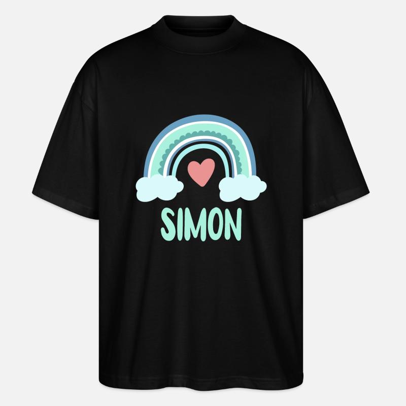 Simon Name Rainbow Baby - Stanley/Stella Oversized Unisex Organic T-shirt Blaster 2.0 - black