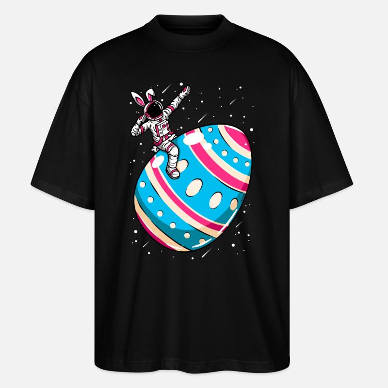 Astronaut - space easter egg - Stanley/Stella Oversized Unisex Organic T-shirt Blaster 2.0 - black