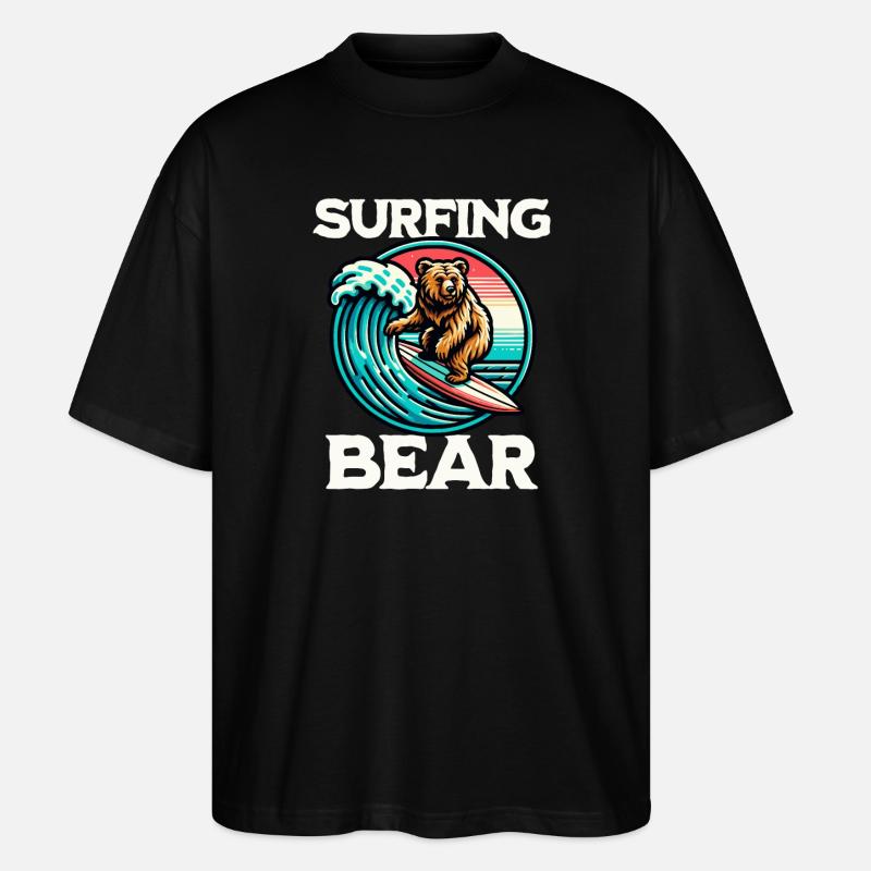 Ours surfeur - T-shirt bio Blaster 2.0 coupe oversize Stanley/Stella Unisexe - noir