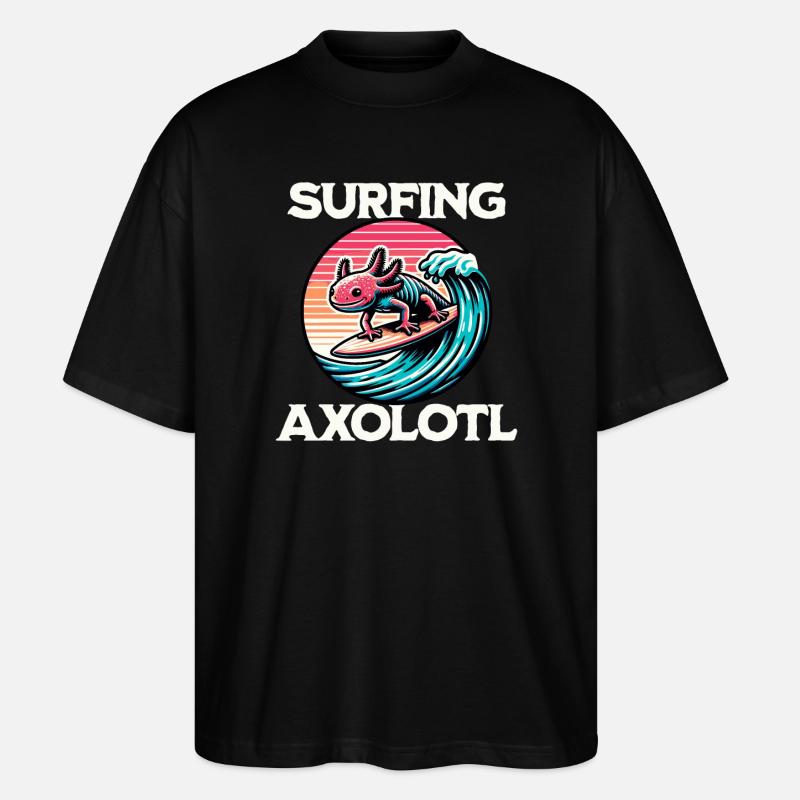 Surf Axolotl - T-shirt bio Blaster 2.0 coupe oversize Stanley/Stella Unisexe - noir