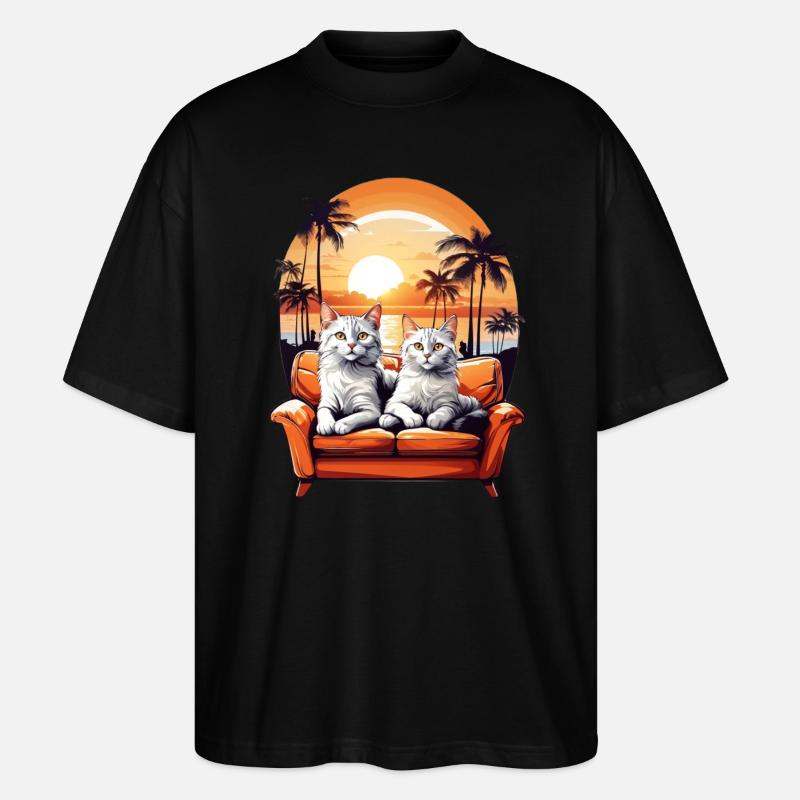 Katzen am Meer - Stanley/Stella Oversized Unisex Bio T-Shirt Blaster 2.0 - Schwarz
