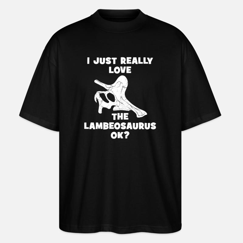Crâne fossile de Lambeosaurus - T-shirt bio Blaster 2.0 coupe oversize Stanley/Stella Unisexe - noir