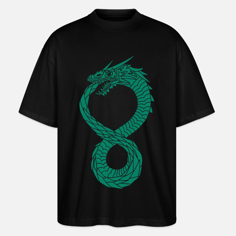 Grüner unendlicher Drache - Stanley/Stella Oversized Unisex Bio T-Shirt Blaster 2.0 - Schwarz