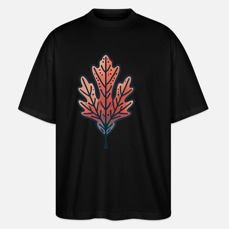 Illustration rustique de feuille d’automne - T-shirt bio Blaster 2.0 coupe oversize Stanley/Stella Unisexe - noir