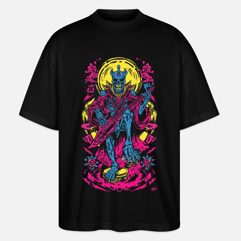 Neon Skelett Gitarrist - Stanley/Stella Oversized Unisex Bio T-Shirt Blaster 2.0 - Schwarz
