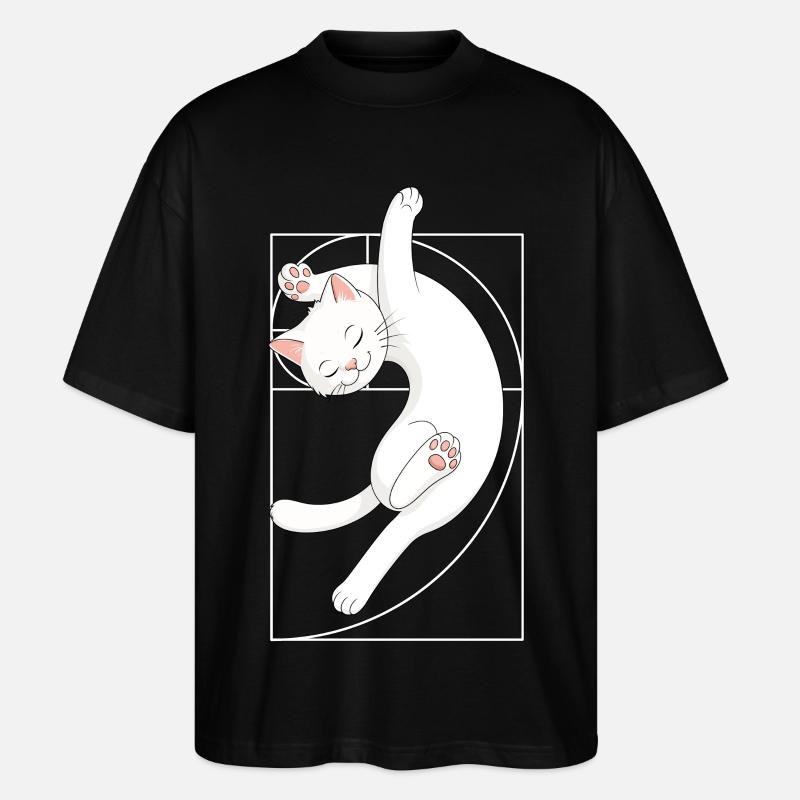 Fibonacci-Spirale Katze - Stanley/Stella Oversized Unisex Bio T-Shirt Blaster 2.0 - Schwarz