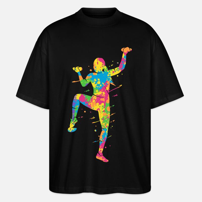Bouldern Bunt Kletterer Mädchen Berge Klettern - Stanley/Stella Oversized Unisex Bio T-Shirt Blaster 2.0 - Schwarz
