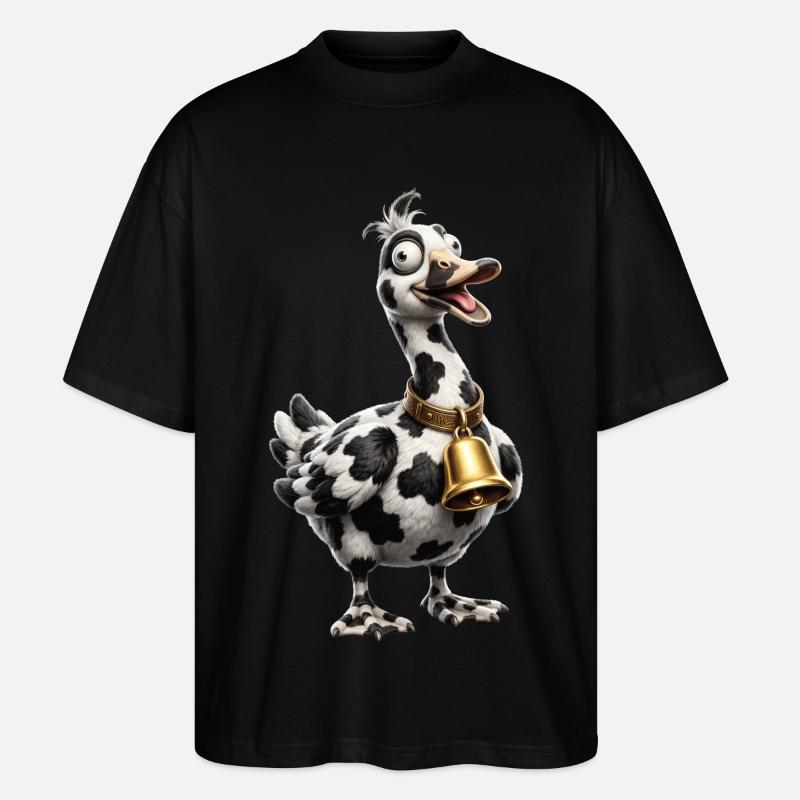 Funny Mixed Goose Cow Pattern - Stanley/Stella Oversized Unisex Organic T-shirt Blaster 2.0 - black