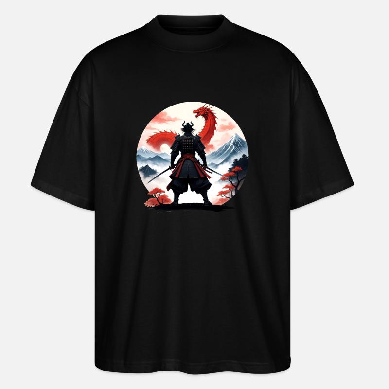 Samurai Japan Drachen Landschaft - Stanley/Stella Oversized Unisex Bio T-Shirt Blaster 2.0 - Schwarz