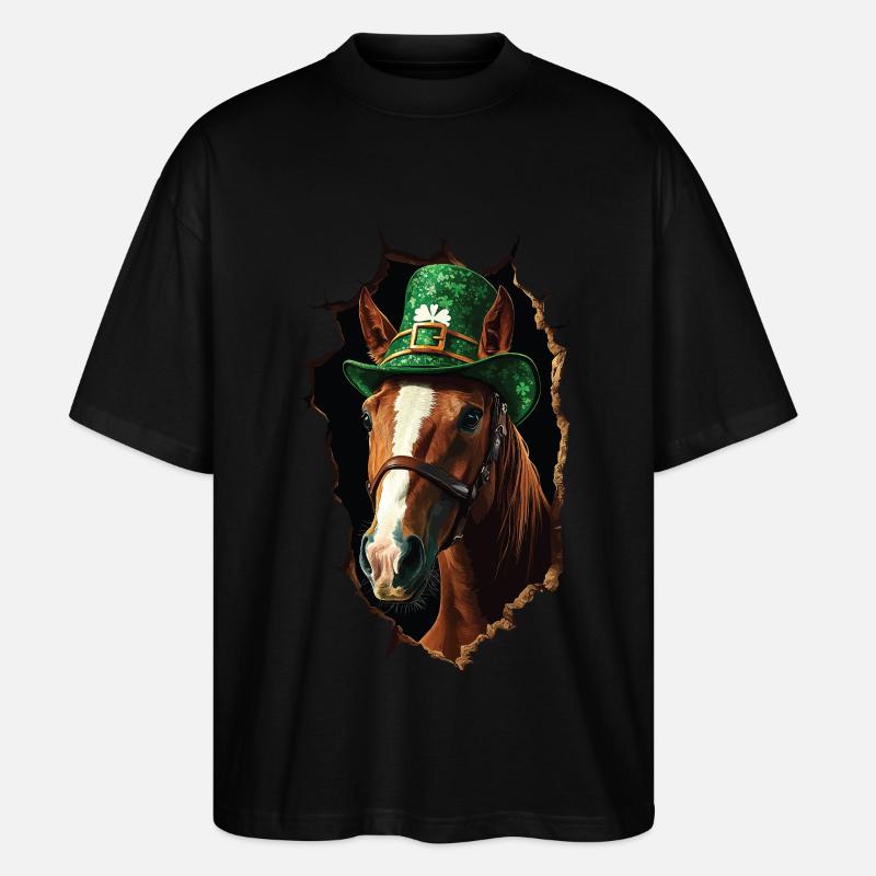 St. Patrick Pferd - Stanley/Stella Oversized Unisex Bio T-Shirt Blaster 2.0 - Schwarz