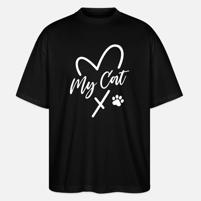 Mon cœur de chat - T-shirt bio Blaster 2.0 coupe oversize Stanley/Stella Unisexe - noir
