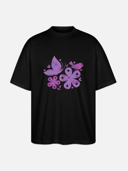 blumen muster - Stanley/Stella Oversized Unisex Bio T-Shirt Blaster 2.0 - Schwarz