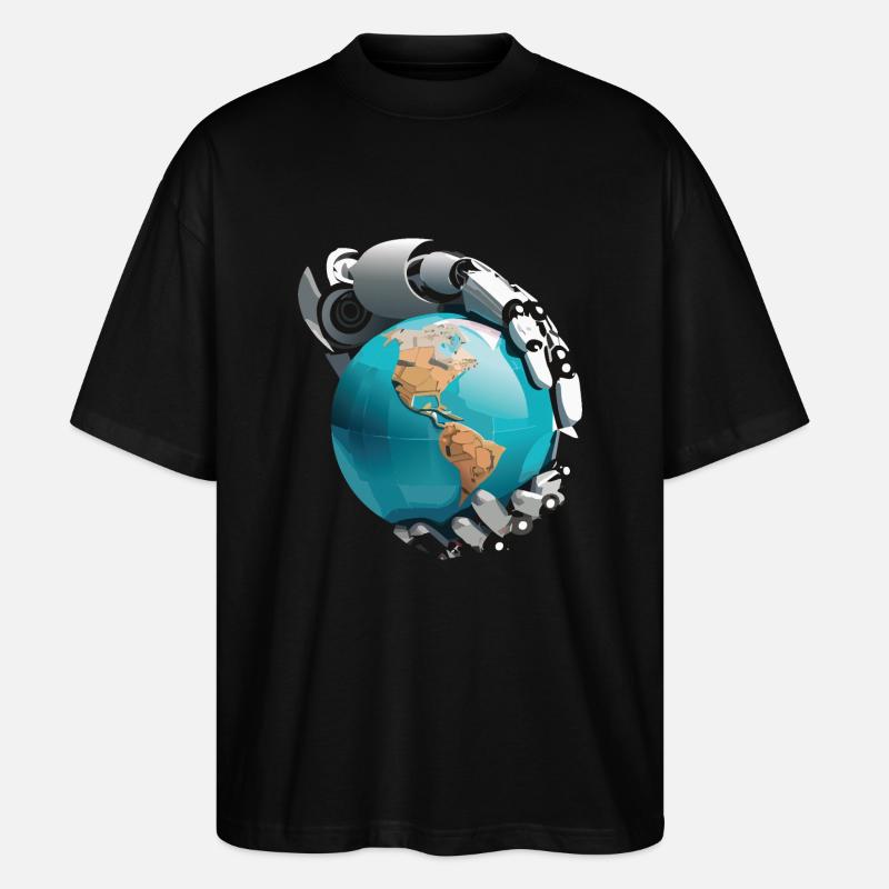 Les robots envahissent le monde - T-shirt bio Blaster 2.0 coupe oversize Stanley/Stella Unisexe - noir