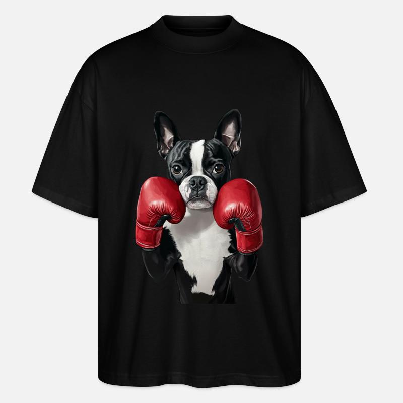 Boston Terrier - Stanley/Stella Oversized Unisex Bio T-Shirt Blaster 2.0 - Schwarz