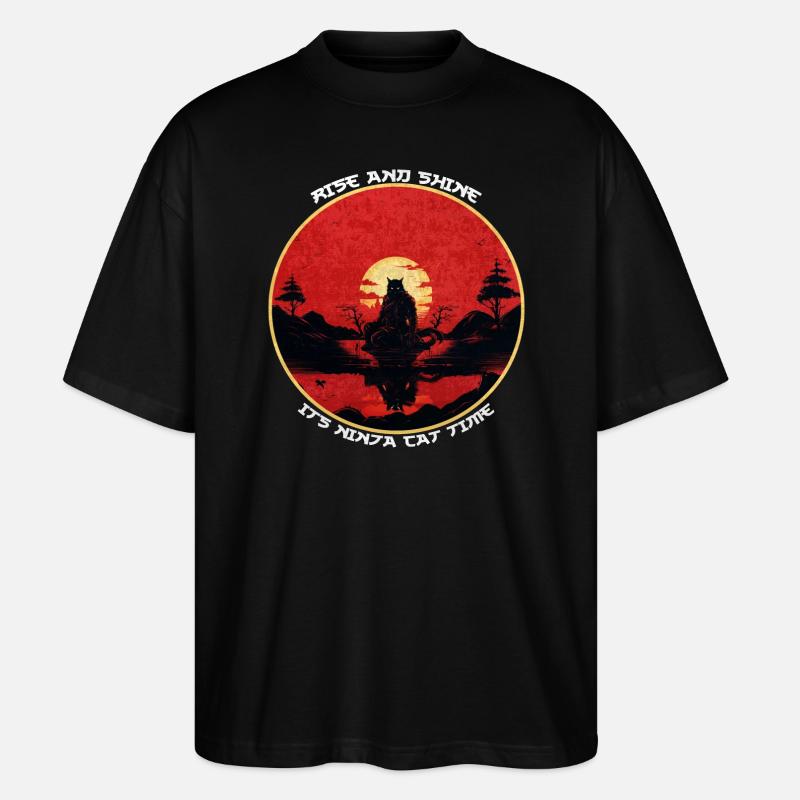 Ninja Black Cat Retro - Stanley/Stella Oversized Unisex Bio T-Shirt Blaster 2.0 - Schwarz