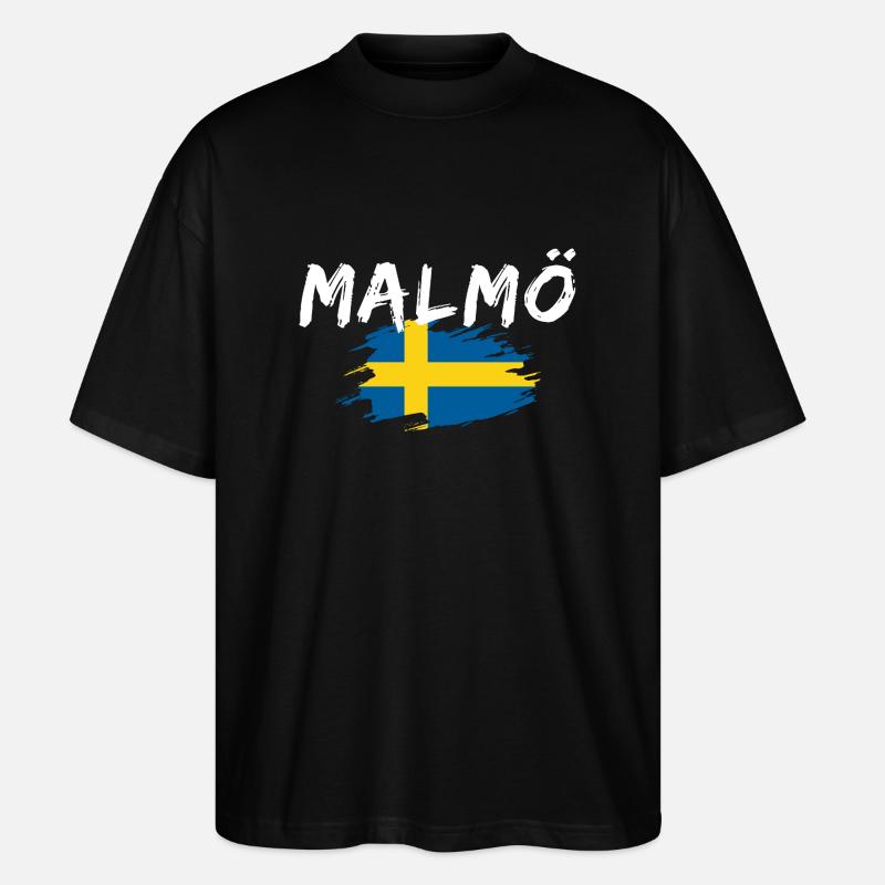 Malmö Flagge Schweden - Stanley/Stella Oversized Unisex Bio T-Shirt Blaster 2.0 - Schwarz