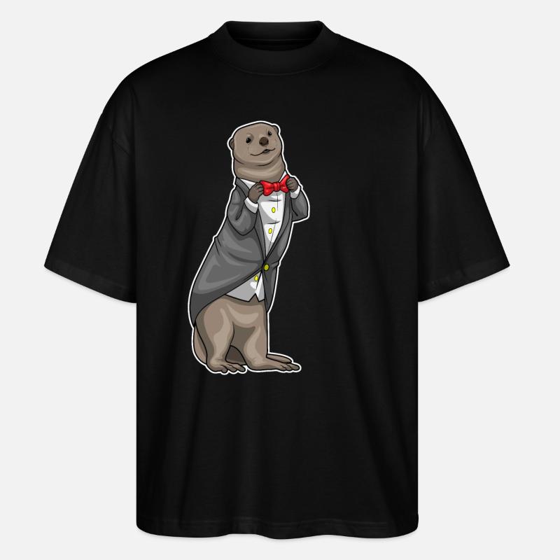 Otter Groom Wedding - Stanley/Stella Oversized Unisex Organic T-shirt Blaster 2.0 - black