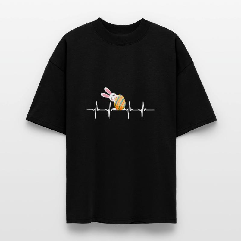Easter Bunny Heartbeat Easter Egg Easter Easter Easter Stanley/Stella Oversized Unisex Organic T-shirt Blaster 2.0