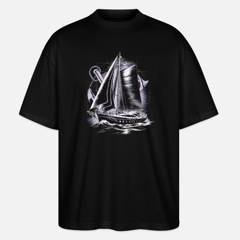 Segelboot mit Anker Geschenk - Stanley/Stella Oversized Unisex Bio T-Shirt Blaster 2.0 - Schwarz