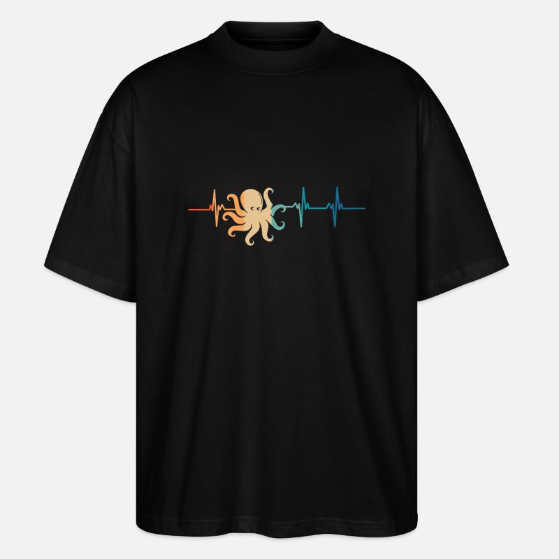Heartbeat octopus - Stanley/Stella Oversized Unisex Organic T-shirt Blaster 2.0 - black
