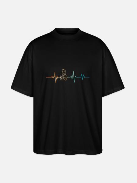 Retro Herzschlag Hebamme - Stanley/Stella Oversized Unisex Bio T-Shirt Blaster 2.0 - Schwarz