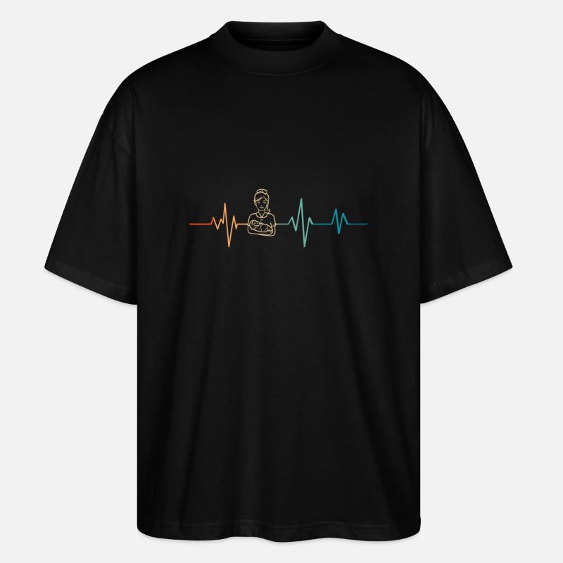 Retro Herzschlag Hebamme - Stanley/Stella Oversized Unisex Bio T-Shirt Blaster 2.0 - Schwarz