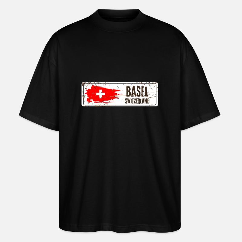Bâle, Suisse, Drapeau - T-shirt bio Blaster 2.0 coupe oversize Stanley/Stella Unisexe - noir