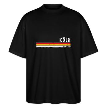 Vintage 70s 80s Retro Köln - Köln, Germany - Stanley/Stella Oversized Unisex Bio T-Shirt Blaster 2.0 - Schwarz - Vorne - Alina (178cm) & Michal (187cm)