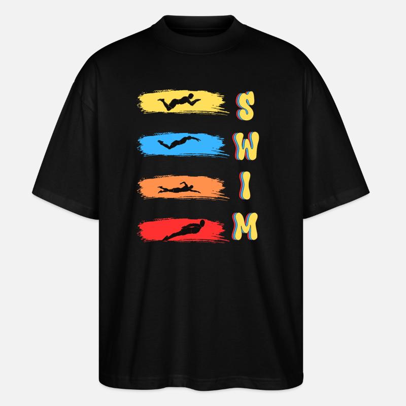 Schwimmen - Stanley/Stella Oversized Unisex Bio T-Shirt Blaster 2.0 - Schwarz