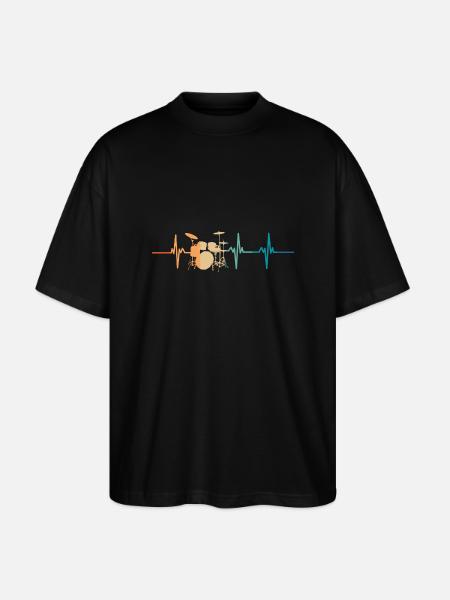 Heartbeat Music Beater - Stanley/Stella Oversized Unisex Organic T-shirt Blaster 2.0 - black