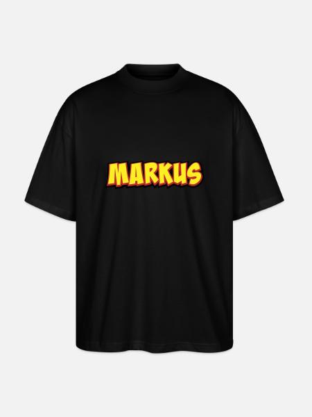 Markus First Name Gift - Stanley/Stella Oversized Unisex Organic T-shirt Blaster 2.0 - black