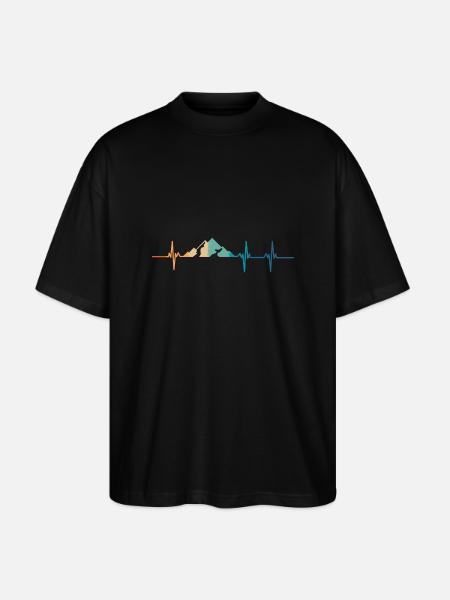 Mountain heartbeat - Stanley/Stella Oversized Unisex Organic T-shirt Blaster 2.0 - black