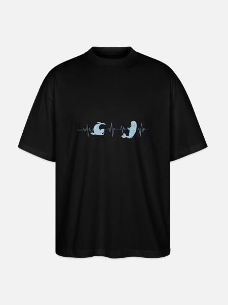 Beluga Heartbeat - Gift Idea - Stanley/Stella Oversized Unisex Organic T-shirt Blaster 2.0 - black